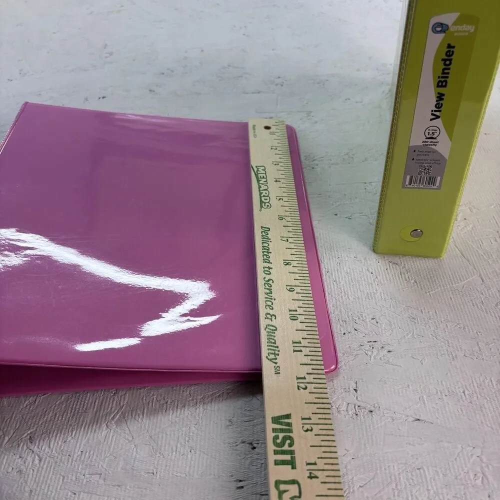 Enday 1.5 Inch Binder 2 Pack 3 Ring Binder Pink and Green clear cover 2 inside P